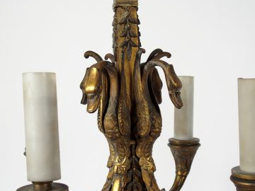 Paire de candélabres de style Retour d'Egypte en bronze patiné, éclair