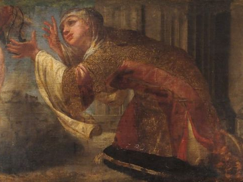 Ecole vénitienne du XVII° siècle "Allégorie de la Tempérance". Huile s