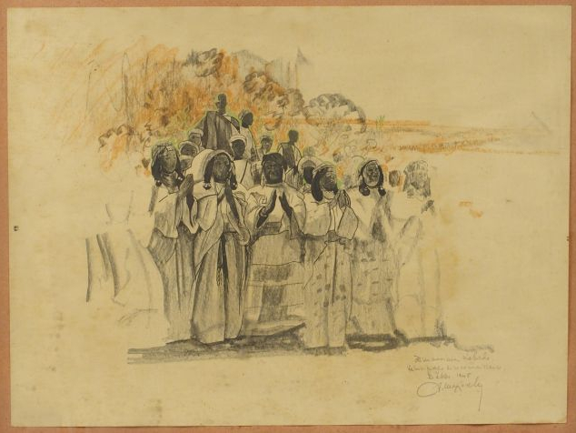 MAJORELLE. 'Procession africaine'. Lithographie en couleurs signée, dé