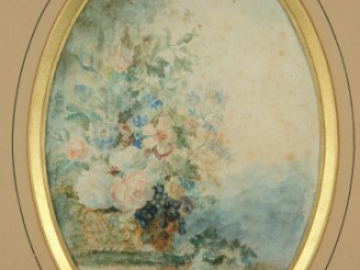 Vente aux enchères Ecole française fin XIXème 'bouquets de fleurs’. Monogrammés (papier f