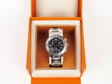 HERMES. Montre Clipper Plongée Chrono en acier. Numérotée: 1335662. Da