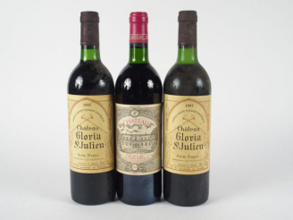 Vente aux enchères 3 BOUTEILLES ST JULIEN : 2 CHÂTEAU GLORIA 1985 BG - 1  CHÂTEAU DULUC 1