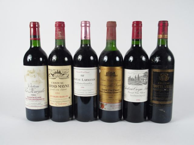 6 BOUTEILLES GCC ST EMILION : 1 CHÂTEAU TROTTE VIEILLE 1992 - 1 CHÂTEA