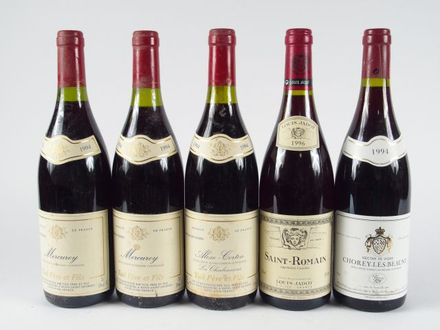 5 BOUTEILLES : 2 MERCUREY 1994 - 1 ALOXE CORTON 1994 - 1 CHOREY LES BE