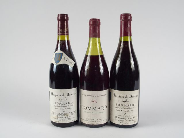 3 BOUTEILLES POMMARD : 2 HOSPICES DE BEAUNE SIROT-CHAUDRON 1986/1987 -