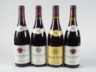 Vente aux enchères 4 BOUTEILLES : 2 GEVREY CHAMBERTIN DUPONT TISSERANDOT 1997/1998 - 1 CH