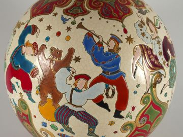 LONGWY. Grand vase boulle modèle Petruchka, signé et numéroté 33/50. H