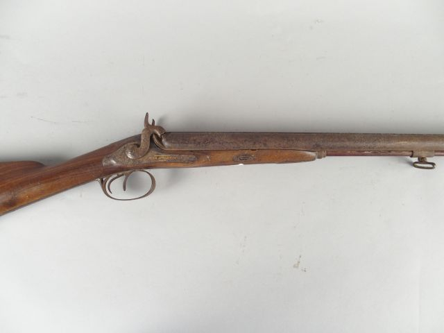 159- Fusil de chasse juxtaposé Français à percussion platines à l’avan