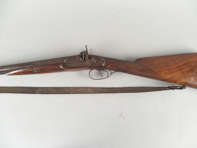 160- Fusil de chasse juxtaposé Français à percussion platines à l’avan