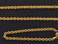 Parure or jaune 2 mailles torsadées comprenant un collier et un bracel