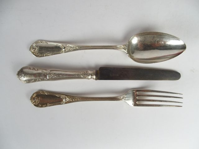 Partie de ménagère de style rocaille en argent, poinçon Minerve, compr