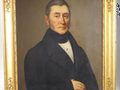 Ecole française XIX ème 'Portrait d'homme aux favoris'. Huile sur toil