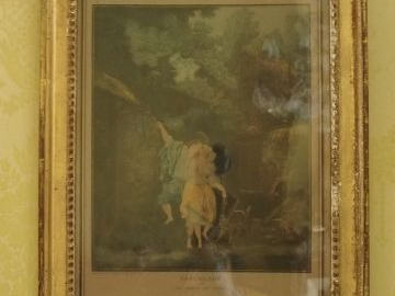 Gravure en couleur, début XIX ème 'L'escalade', dans son cadre à décor