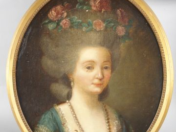 Ecole française fin XVIII ème - début XIX ème 'Portrait de dame en méd