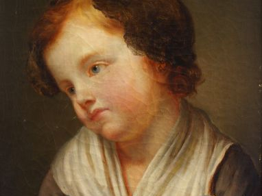 Ecole française XIXème "Portraits d'enfants". Paire d'huiles sur toile