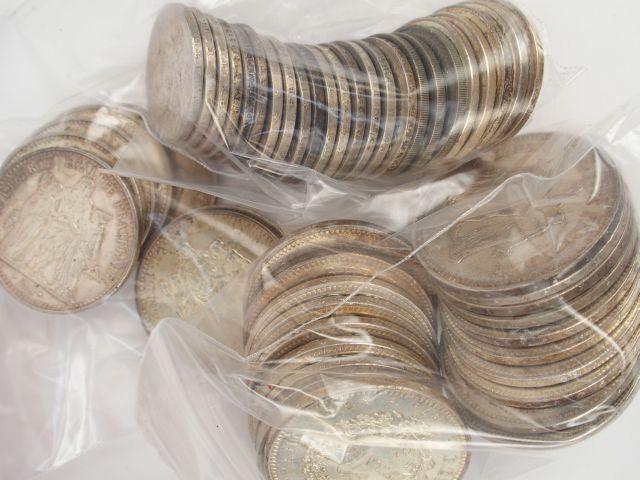20 pièces de 50 francs argent, Hercule. 600gr environ 7 pièces de 10 F