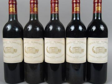 5 BOUTEILLES - CHÂTEAU MARGAUX 1ER GCC NOTE PARKER 98/100 - 1986 (X)