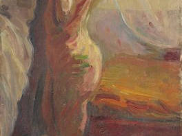 Ecole française Xxe, " Nu féminin de dos ". Huile sur toile.  101 x 50