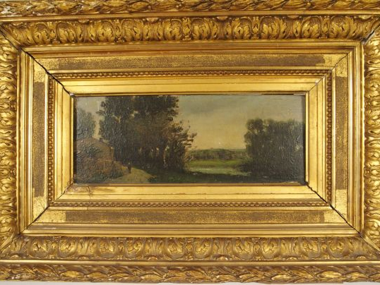 Alphonse Alexandre MORLOT 'Paysages lacustres'. Paire d'huiles sur pan