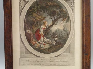 Deux différentes gravures en couleurs d'après Boucher "L'arrivée du co