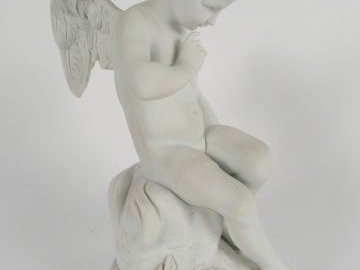 Sculpture en biscuit d'après FALCONET "Amour". H. : 23 cm