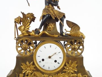 Pendule au nègre fin XVIIIème-début XIXème en bronze à double patine. 