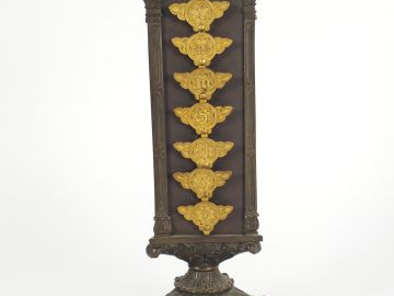 Thermomètre Restauration en bronze, pieds griffe (incomplet).