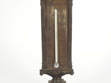 Thermomètre Restauration en bronze, pieds griffe (incomplet).