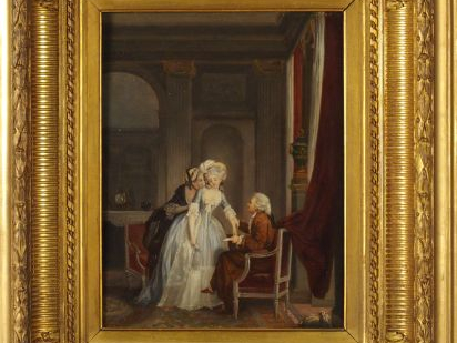 Ecole française XIXe 'La promise'. Paire d'huiles sur cuivre. 30 x 23,