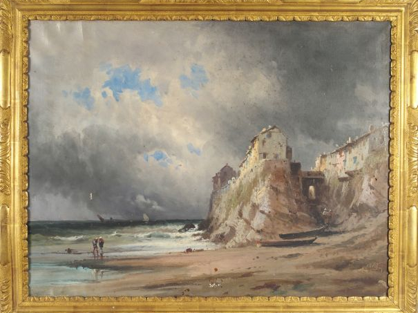 GODCHAUX. "Marine". Huile sur toile, signée en bas à droite. Dim. : 51