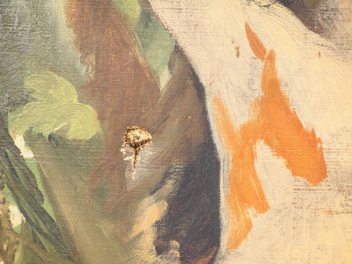 Ecole française vers 1900. "Allégories".  Paire d'huiles sur toile. Di