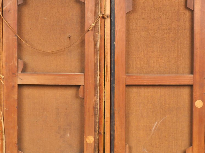 Ecole française vers 1900. "Allégories".  Paire d'huiles sur toile. Di