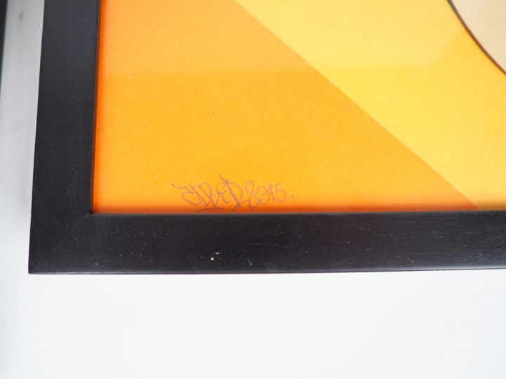 Ecole française XXème. "Portraits". Paire de collages signés et datés.