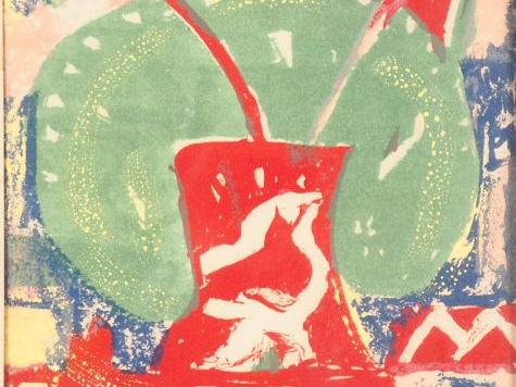 Lithographie en couleur, "Composition abstraite", dans son cadre en bo