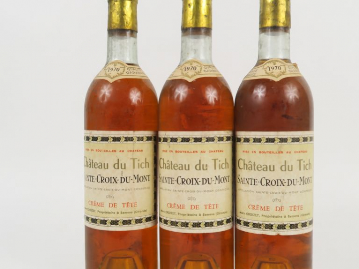 3 BOUTEILLES CHÂTEAU DU TICH 'CRÈME DE TÊTE' STE CROIX DU MONT - 1970 