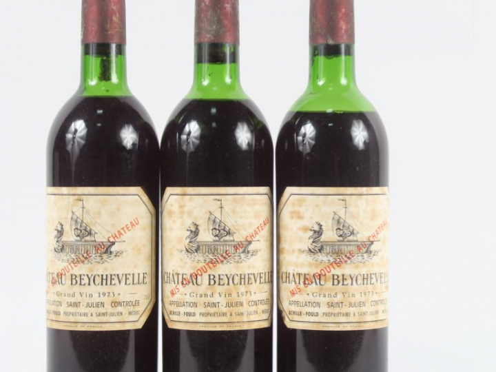 3 BOUTEILLES CHÂTEAU BEYCHEVELLE GCC ST JULIEN - 1973 - 1 LB/1 HEP/1 M