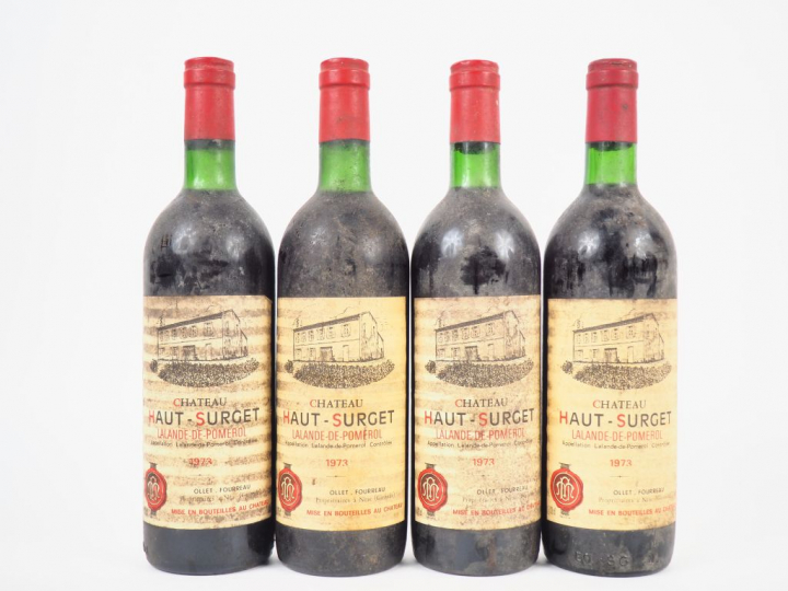 4 BOUTEILLES CHÂTEAU HAUT SURGET LALANDE DE POMEROL - 1973 - BG/EA
