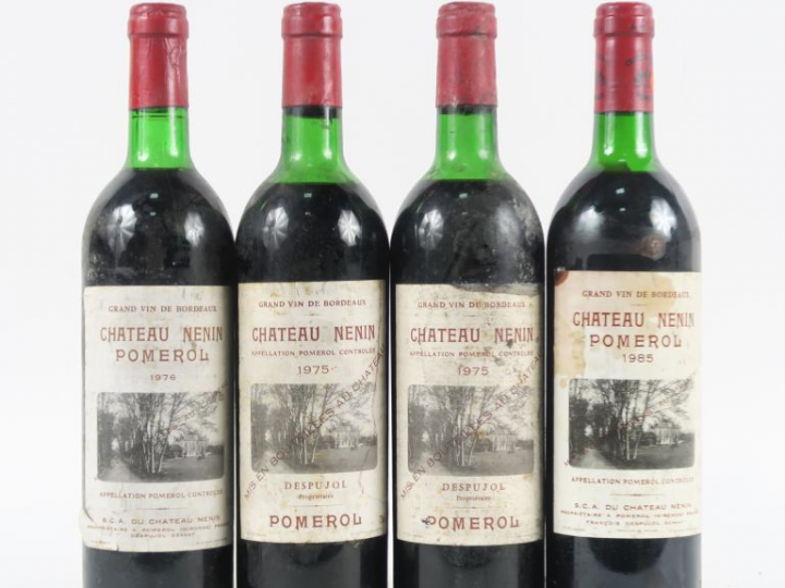 4 BOUTEILLES CHÂTEAU NENIN POMEROL - 1975 - 1 LB/3 HEP/ELT