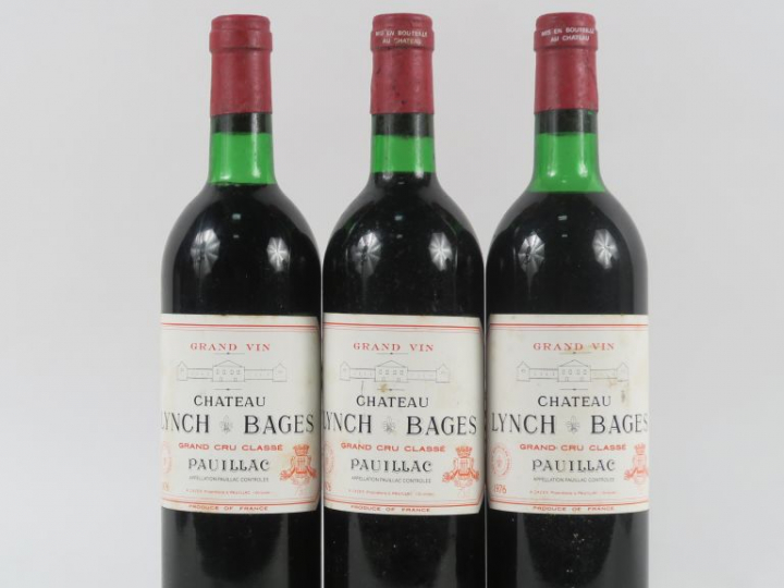 3 BOUTEILLES CHÂTEAU LYNCH BAGES GCC PAUILLAC - 1976 - 2 BG/1 LB