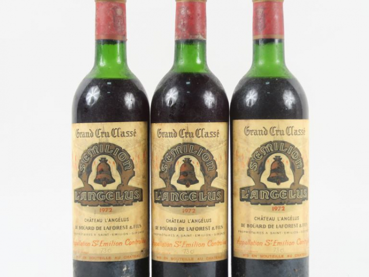 3 BOUTEILLES CHÂTEAU L'ANGÉLUS GCC ST EMILION - 1972 - 1 LB-HEP/2 HEP