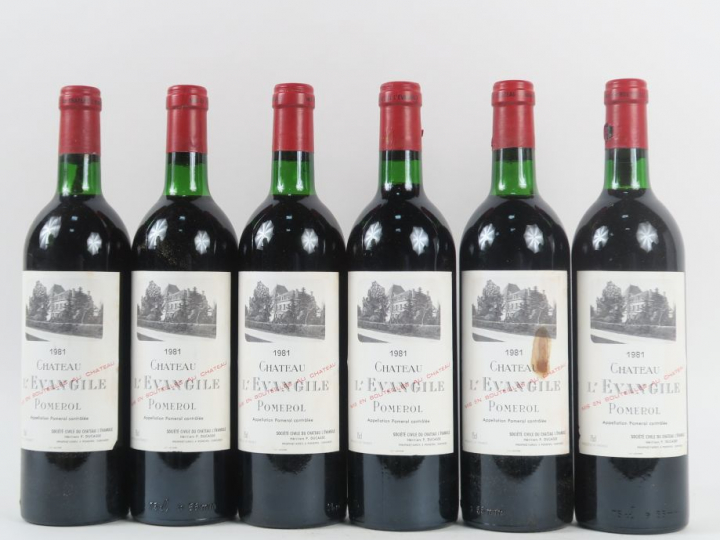 6 BOUTEILLES CHÂTEAU L'ÉVANGILE POMEROL - 1981 - BG - 1 ELT