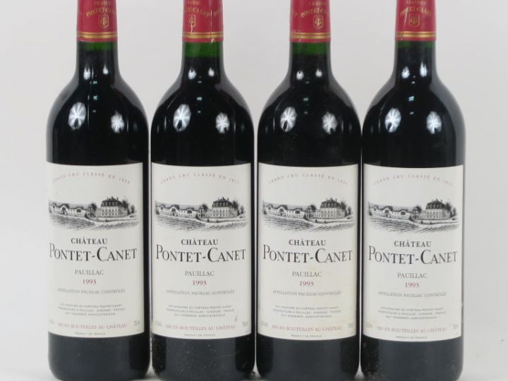 4 BOUTEILLES CHÂTEAU PONTET CANET GCC PAUILLAC - 1993
