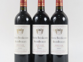 Vente aux enchères 3 BOUTEILLES CHÂTEAU TOUR GRANINS GRAND POUJEAUX MOULIS - 2003