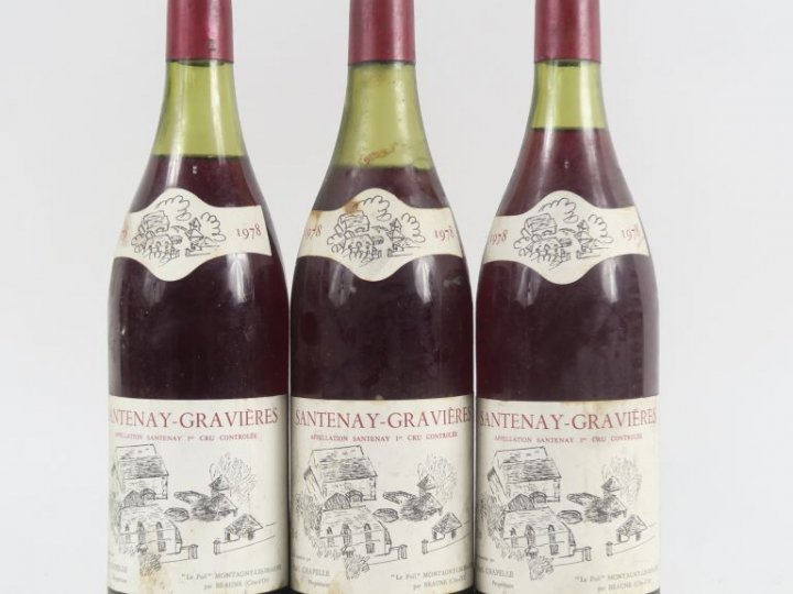 3 BOUTEILLES SANTENAY GRAVIÈRES 1er CRU PAUL CHAPELLE - 1978 - 1 à 4 C