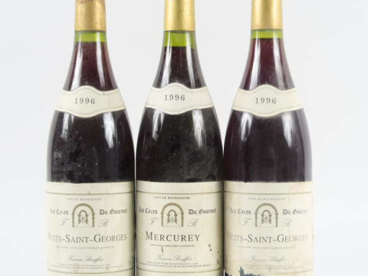 3 BOUTEILLES FRANCOIS BOUFFIER 1996 : 2 NUITS SAINT GEORGES 1 ELA - 1 