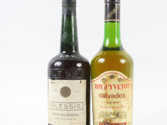 Vente aux enchères 2 BOUTEILLES : 1 VIEUX PINEAU DES CHARENTES PLESSIS - 1 CALVADOS ROY D