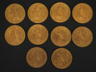 Vente aux enchères 10 pièces de 20 Francs or, 1913 FRAIS ACHETEUR : 10 % HT   