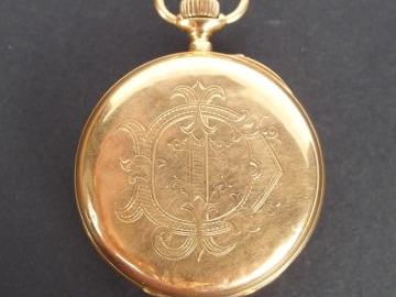 Montre de gousset en or jaune, cadran émail, chronomètre. Poids tel: 7
