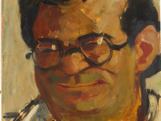 Vente aux enchères Seif WANLY 'Autoportrait souriant'. Huile sur papier, signée en bas à 