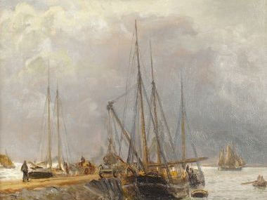 LUBBERS 'Le quai'. Huile sur toile, signée en bas à gauche et datée 19
